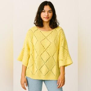 SAGA Open Knit Sweater Yellow OS